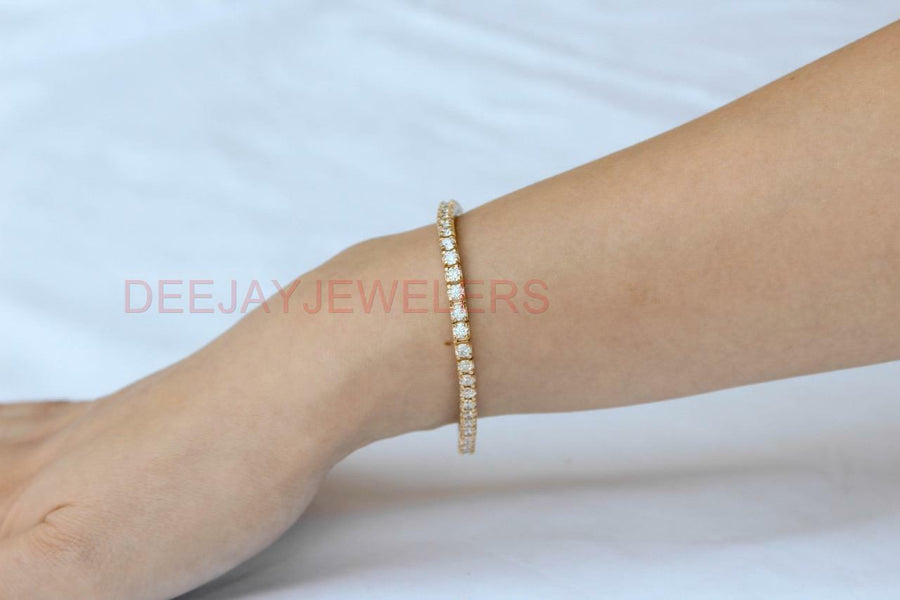 7ct Diamond Tennis Line Bracelet 14k Yellow Gold