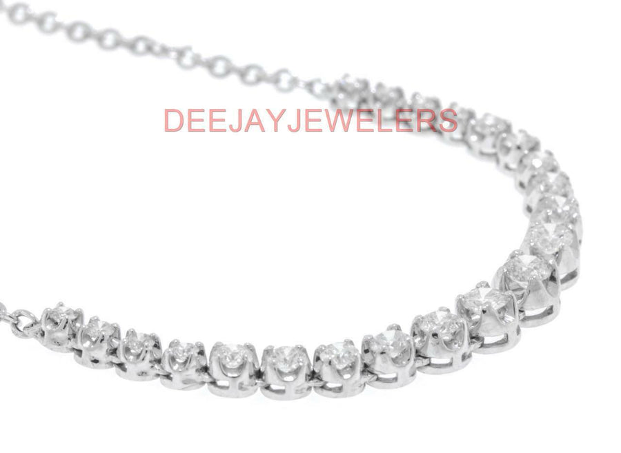 4ct Diamond Half Tennis Necklace 14k White Gold Stacking