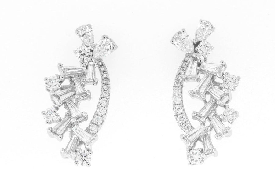 1.08ct Diamond Cascade Drop Earrings 18k White Gold