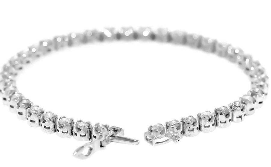 4.35ct Diamond Tennis Bracelet Round 14k White Gold