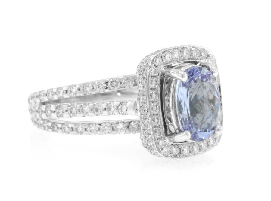 4.50ct Tanzanite and Diamond  Ring 18k White Gold