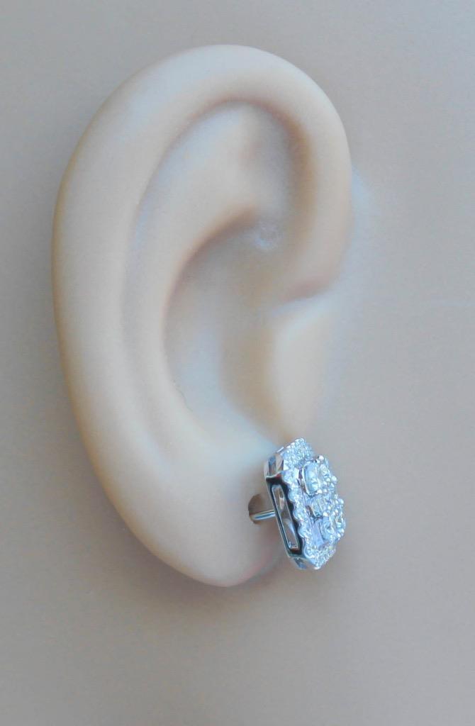 1.43ct Diamond Cluster Stud Earrings 18k White Gold