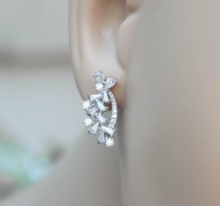 1.08ct Diamond Cascade Drop Earrings 18k White Gold