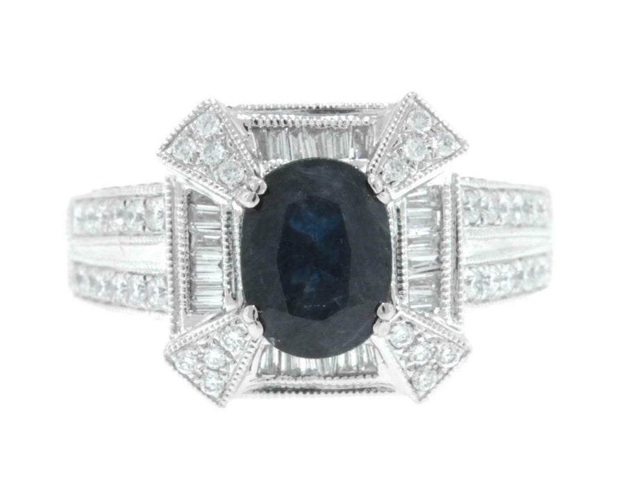 2.43ct Sapphire and Diamond Statement Ring 18k White Gold