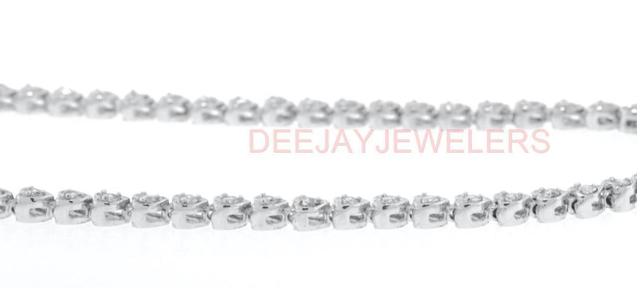 4.00ct Diamond Heart-Link Eternity Tennis Necklace 14k White Gold