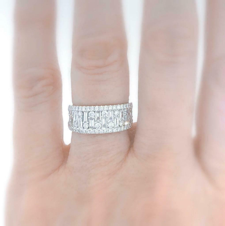 1.56ct Diamond Anniversary Ring 18k White Gold Band