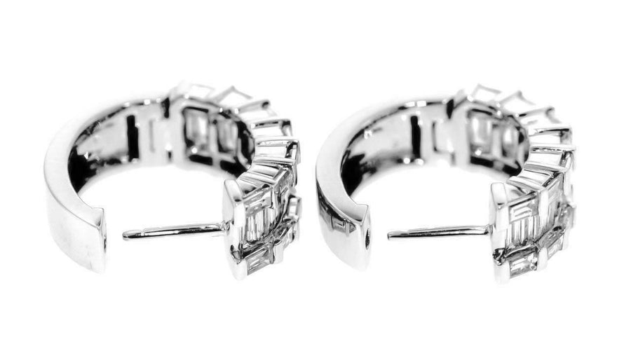1.77ct Baguette Diamond Hoop Earrings 18k White Gold