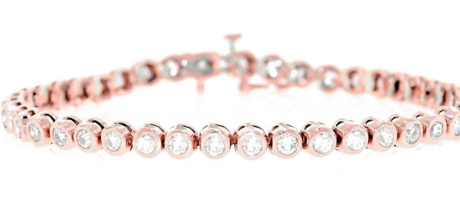 2.50ct Diamond Tennis Bracelet Bezel 14k Rose Pink Gold