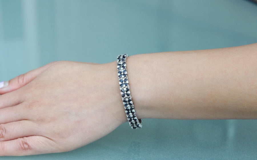 15.38ct Marquise Sapphire and Diamond Bracelet 14k White Gold