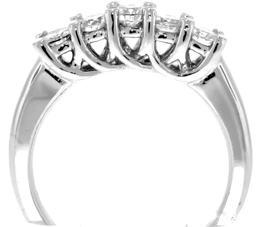 1.01ct Diamond Anniversary Ring 5 Stone Band 14k White Gold