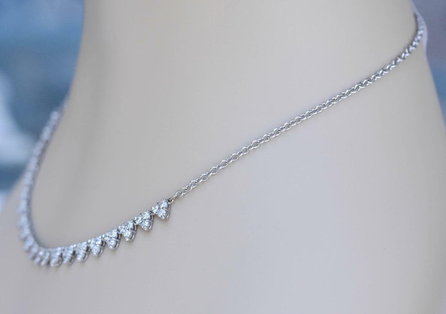 3.75ct Diamond Fancy Layering Necklace 14k White Gold