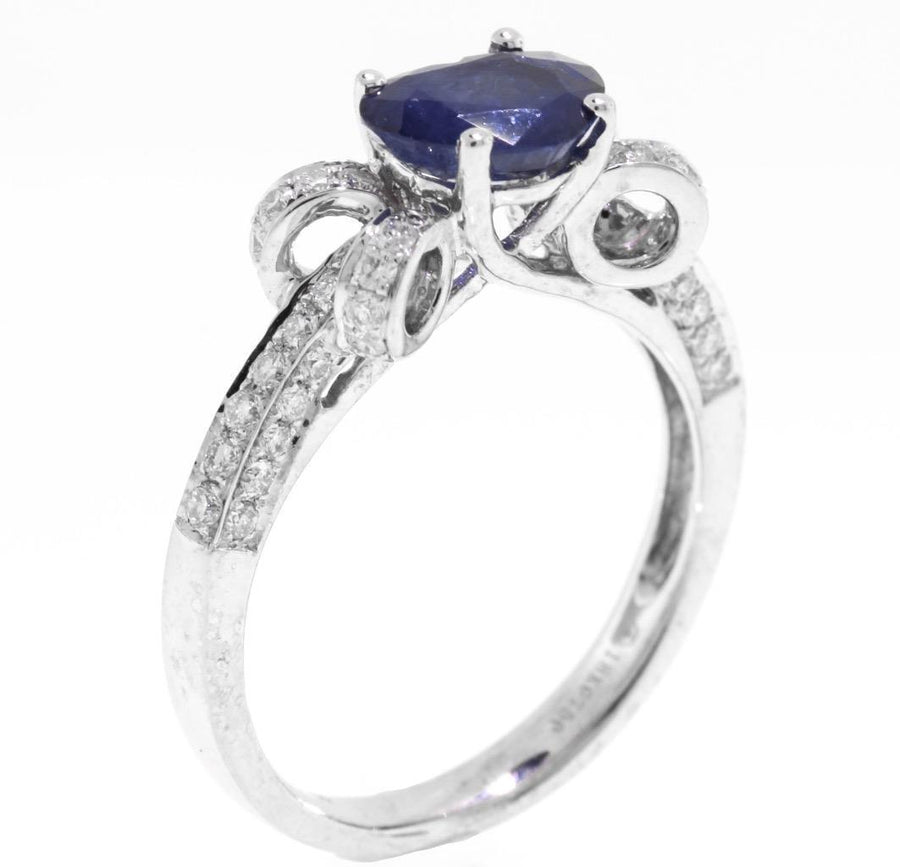 2ct Heart Sapphire and Diamond Ring 18k White Gold