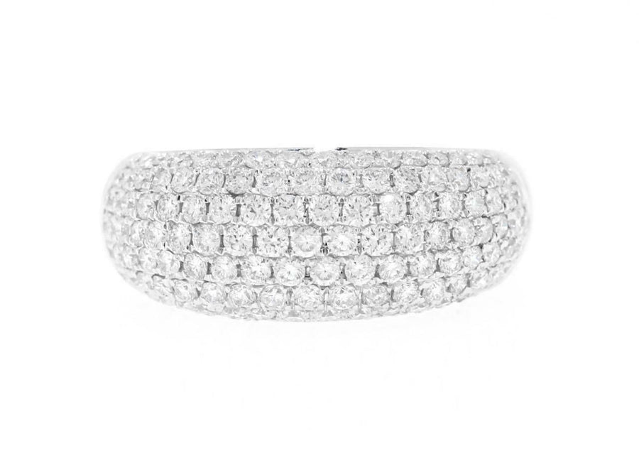1.38ct Diamond Anniversary Ring Dome Band 18k White Gold