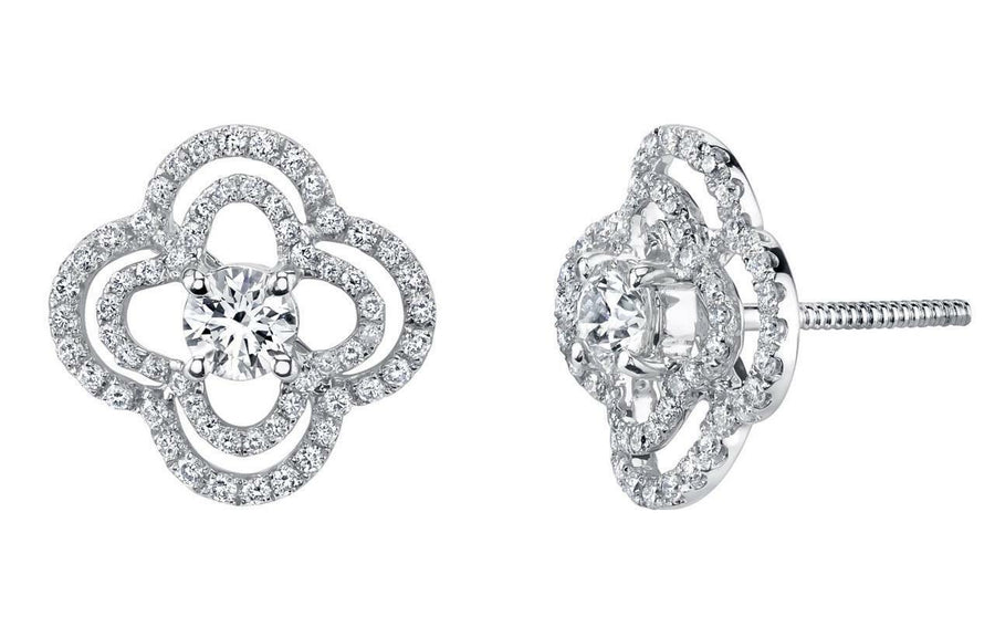 1.38ct Diamond Stud Earrings 18k White Gold 0.33ct Center