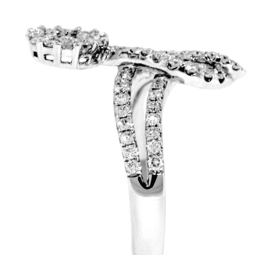 Natural VS1 Diamond Diamond Ring 0.93ct White 18k Gold Band Freeform