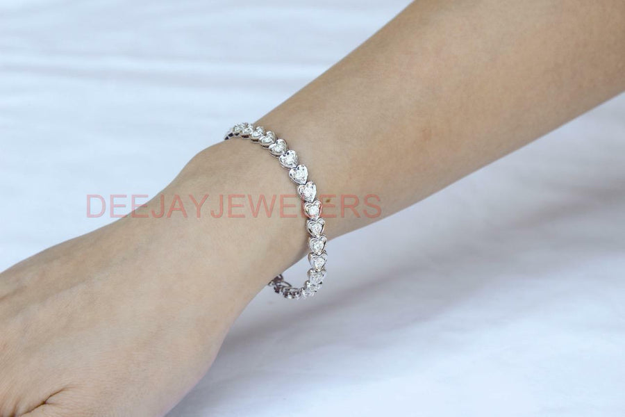 3.00ct Diamond Heart Tennis Bracelet 14k White Gold