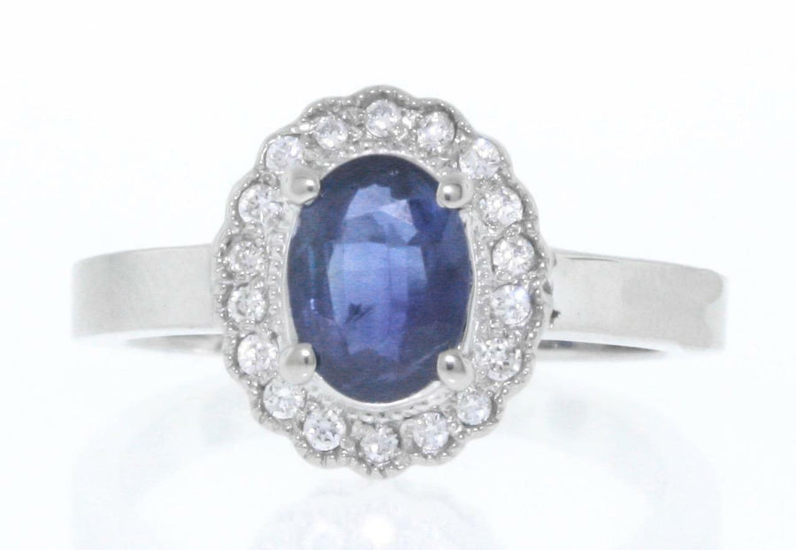 1.51ct Sapphire and Diamond Ring 14k White Gold