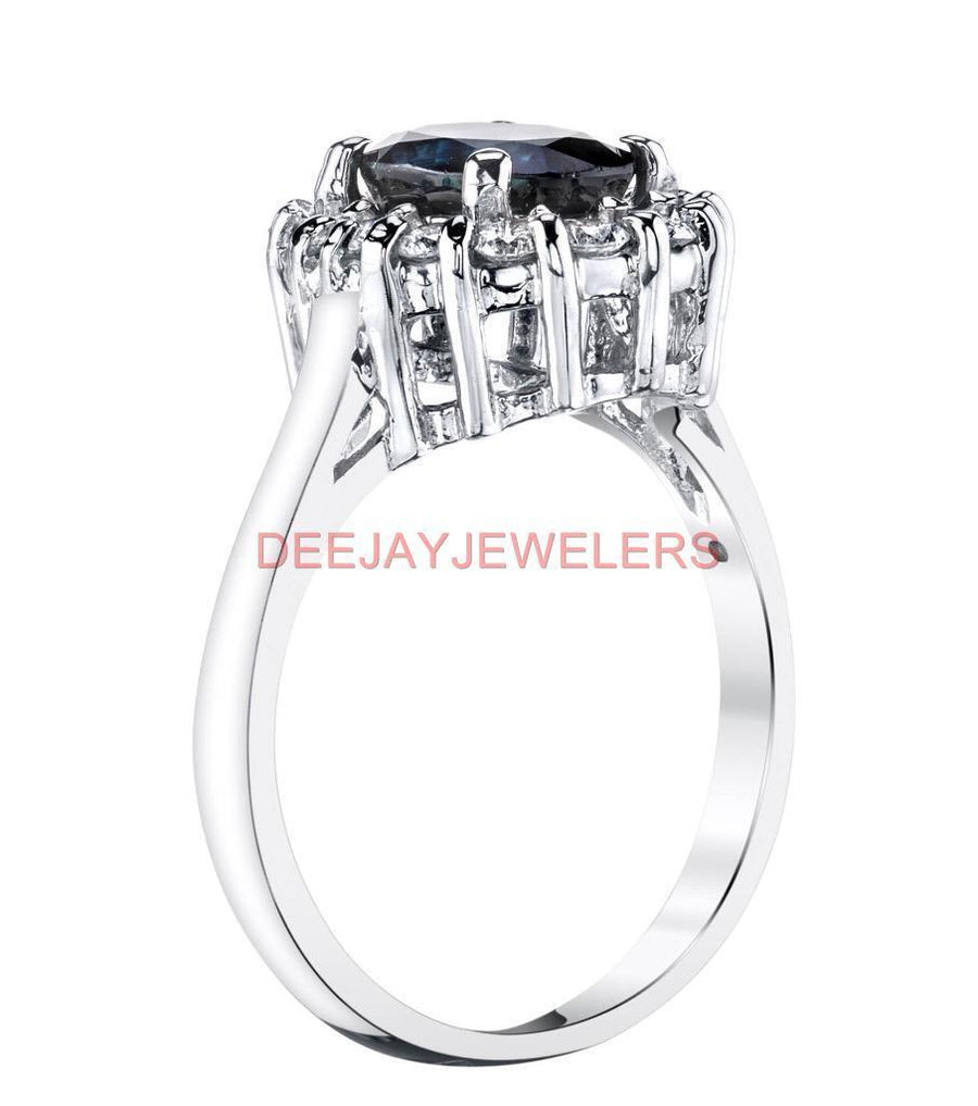 2ct Sapphire and Diamond Ring 14k White Gold