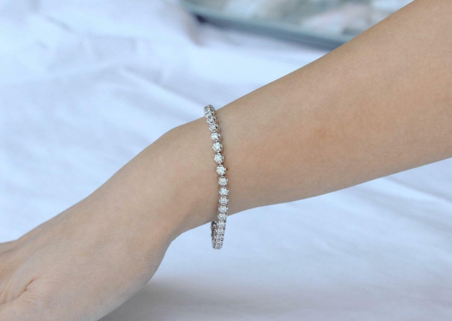 4.35ct Diamond Tennis Bracelet Round 14k White Gold