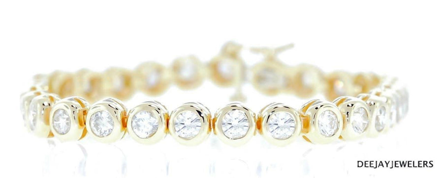7ct Diamond Bezel Tennis Bracelet 14k Yellow Gold