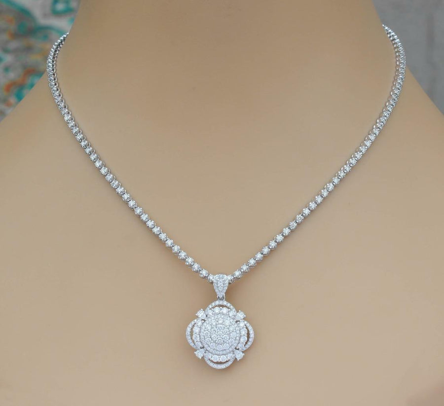 Diana Necklace | 6.50ct Diamond Detachable Pendant on Diamond Tennis Necklace