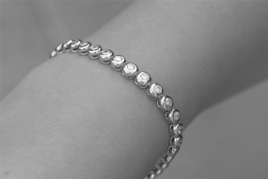 2.50ct Diamond Tennis Bracelet Bezel 14k White Gold