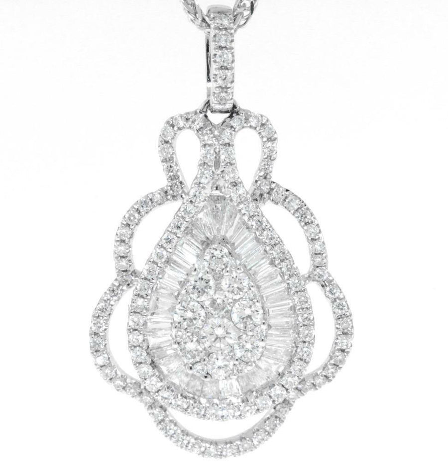 1.75ct Baguette Diamond Pendant Necklace 18k White Gold