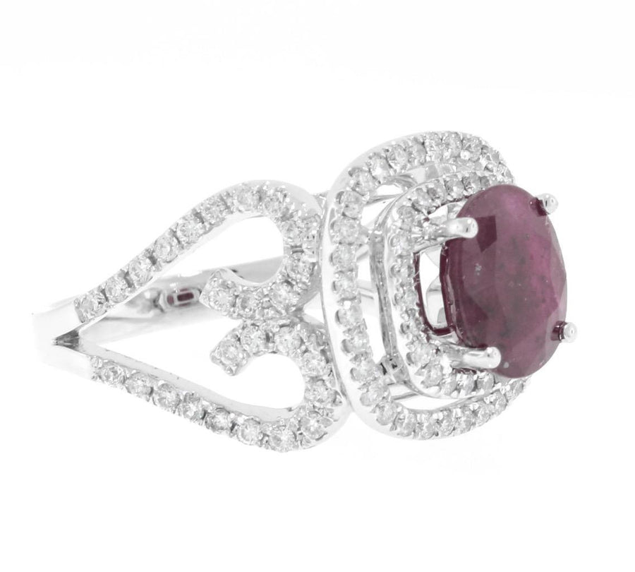 2.91ct Ruby and Diamond Statement Ring 18k White Gold