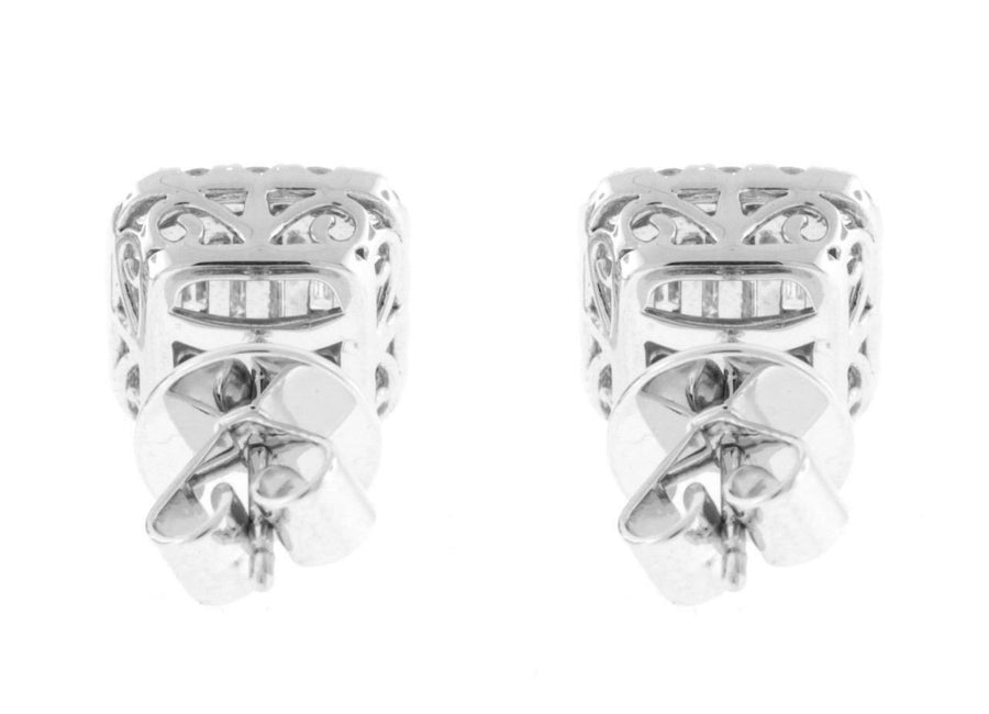 1.31ct Baguette Diamond Stud Earrings 18k White Gold