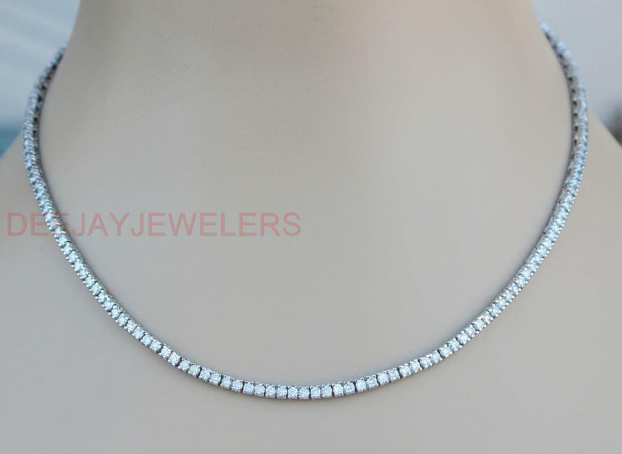 8ct Diamond Eternity Tennis Necklace 14k White Gold Box Link