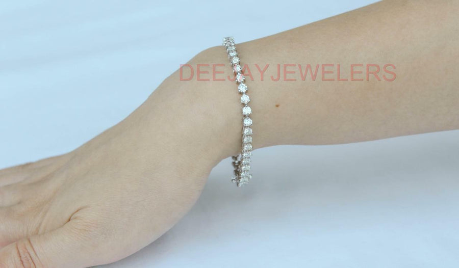 7ct Diamond Tennis Bracelet 3 Prong 14k White Gold