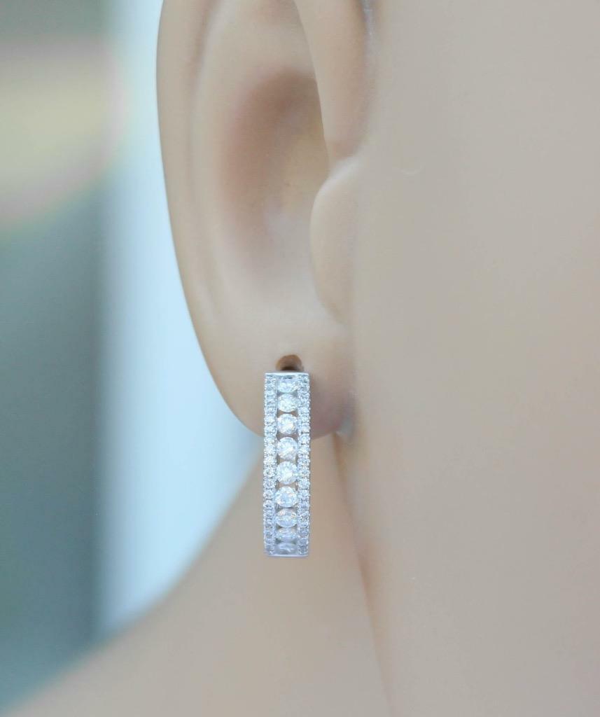 0.82ct Diamond Hoop Earrings 18k White Gold