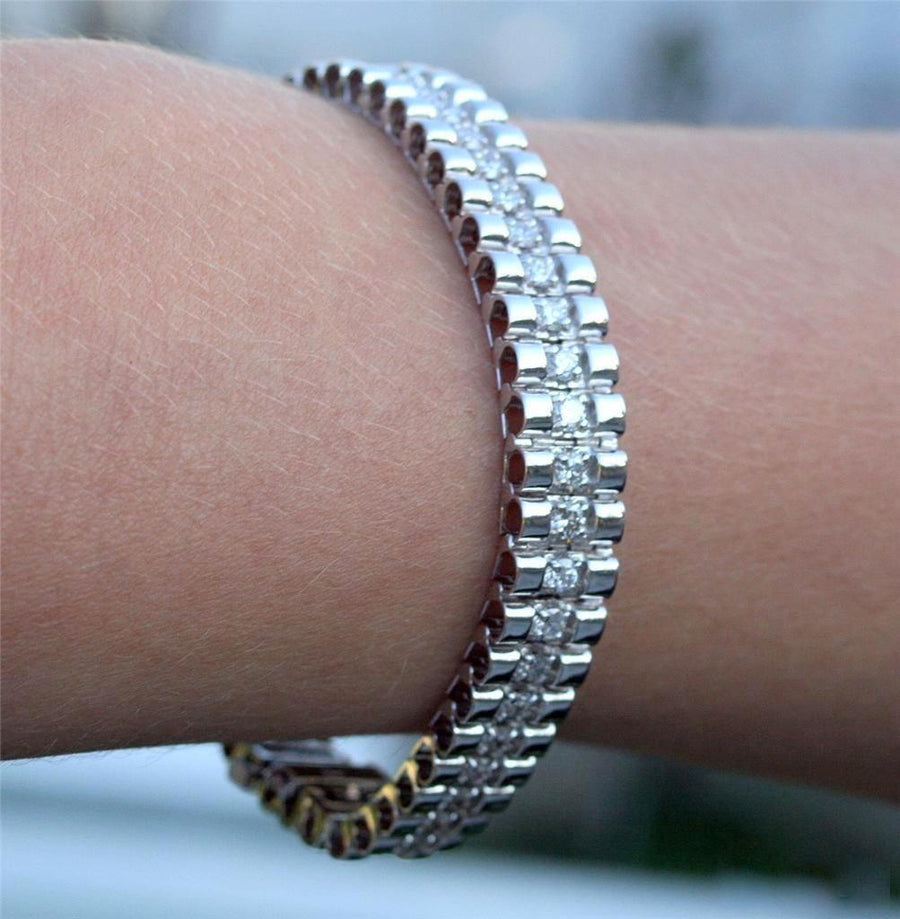 4.50ct Diamond Rolex Link Bracelet 14k White Gold