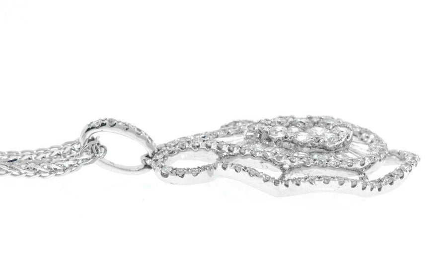 1.75ct Baguette Diamond Pendant Necklace 18k White Gold