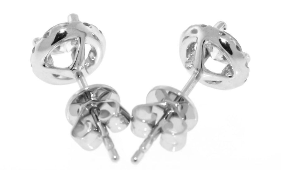 0.54ct Diamond Stud Halo Earrings 18k White Gold 6.5mm