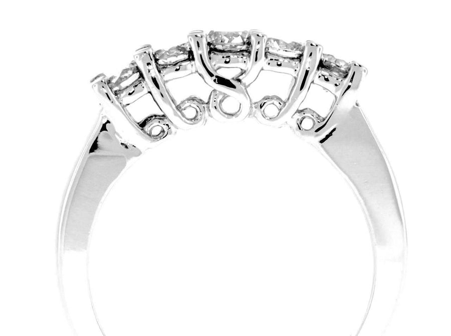0.90ct Diamond 5 Stone Anniversary Ring 14k White Gold