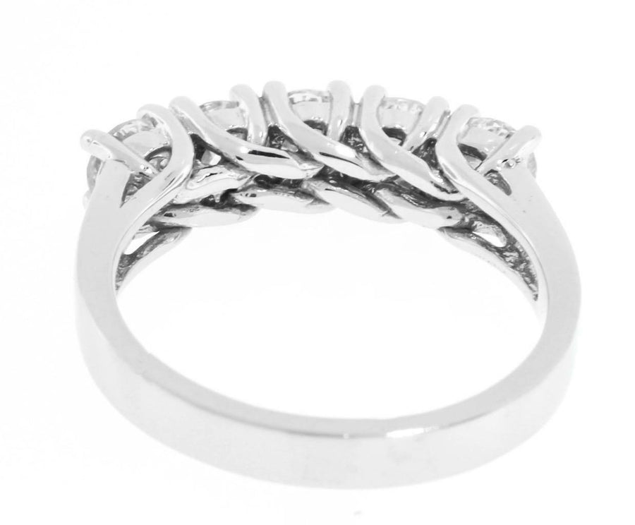 1.01ct Diamond 5-Stone Anniversary Ring 14k White Gold
