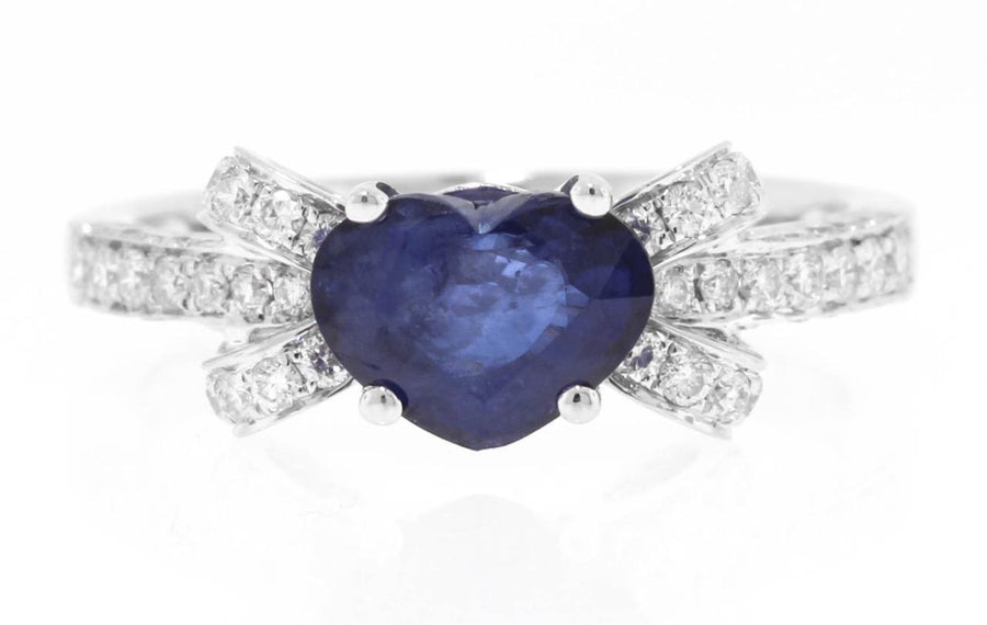 2ct Heart Sapphire and Diamond Ring 18k White Gold