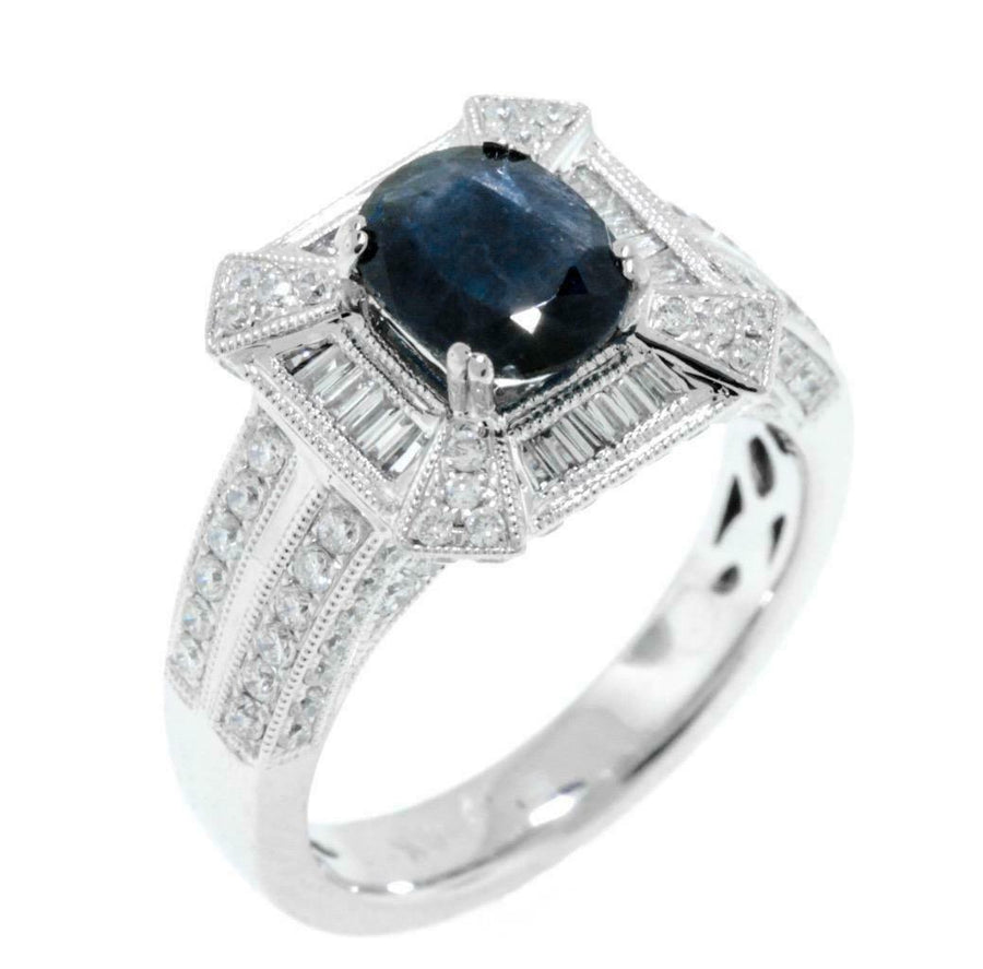 2.43ct Sapphire and Diamond Statement Ring 18k White Gold