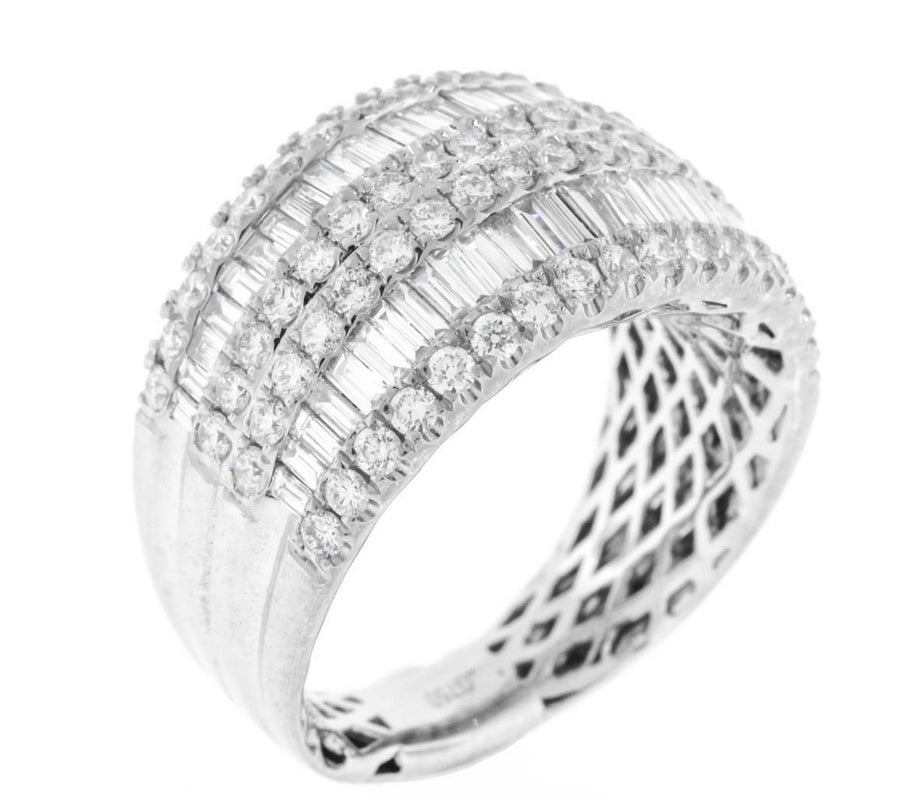 Alexandra Ring | 2.41ct Baguette Diamond Statement Ring 18k White Gold Band
