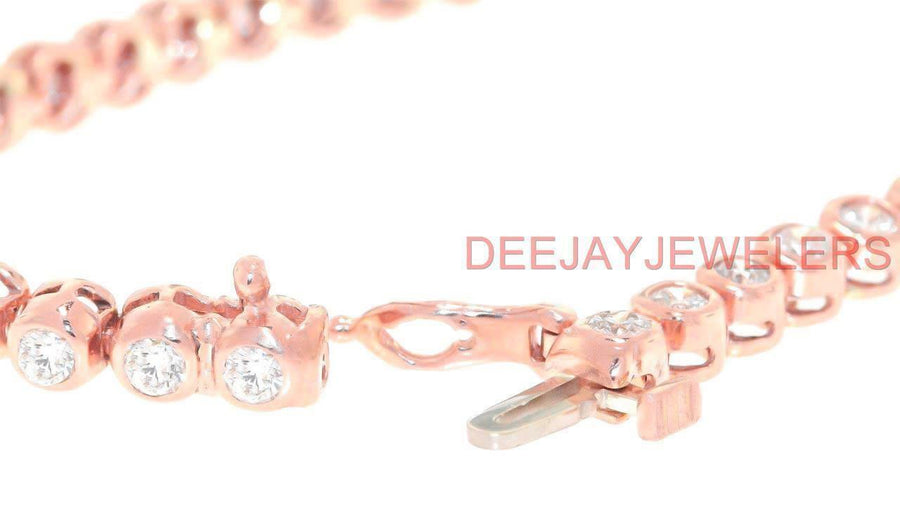 2.50ct Diamond Tennis Bracelet Bezel 14k Rose Pink Gold