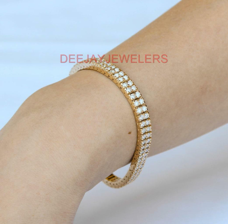 6ct Diamond Double Row Tennis Bracelet 14k Yellow Gold