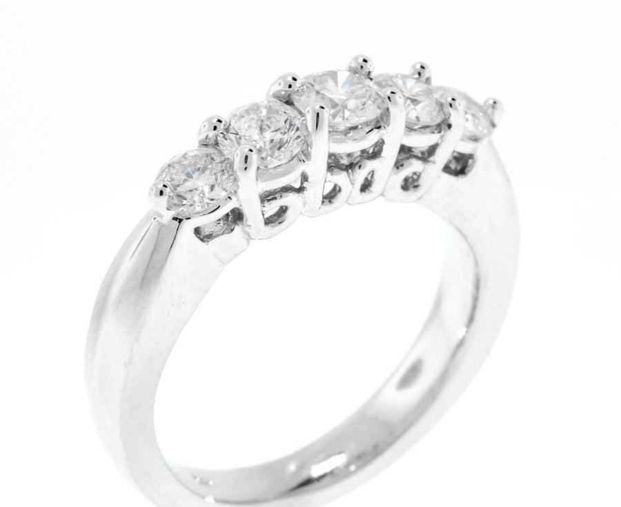 1.55ct Diamond Anniversary 5-Stone Ring 14k White Gold Band