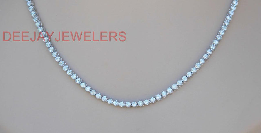 15ct Diamond Eternity Tennis Necklace 14k White Gold 17 Inch