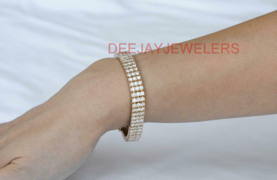 Maria Bracelet | 14ct Diamond 3-Row Tennis Line Bracelet 14k Yellow Gold