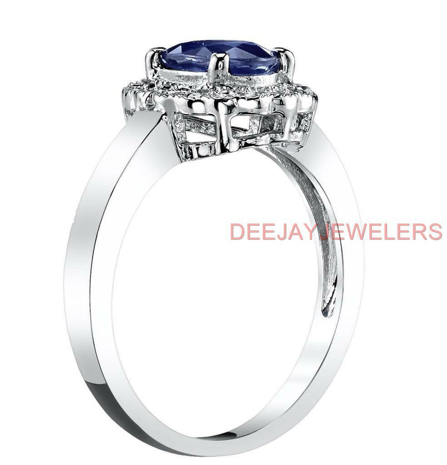 1.51ct Sapphire and Diamond Ring 14k White Gold