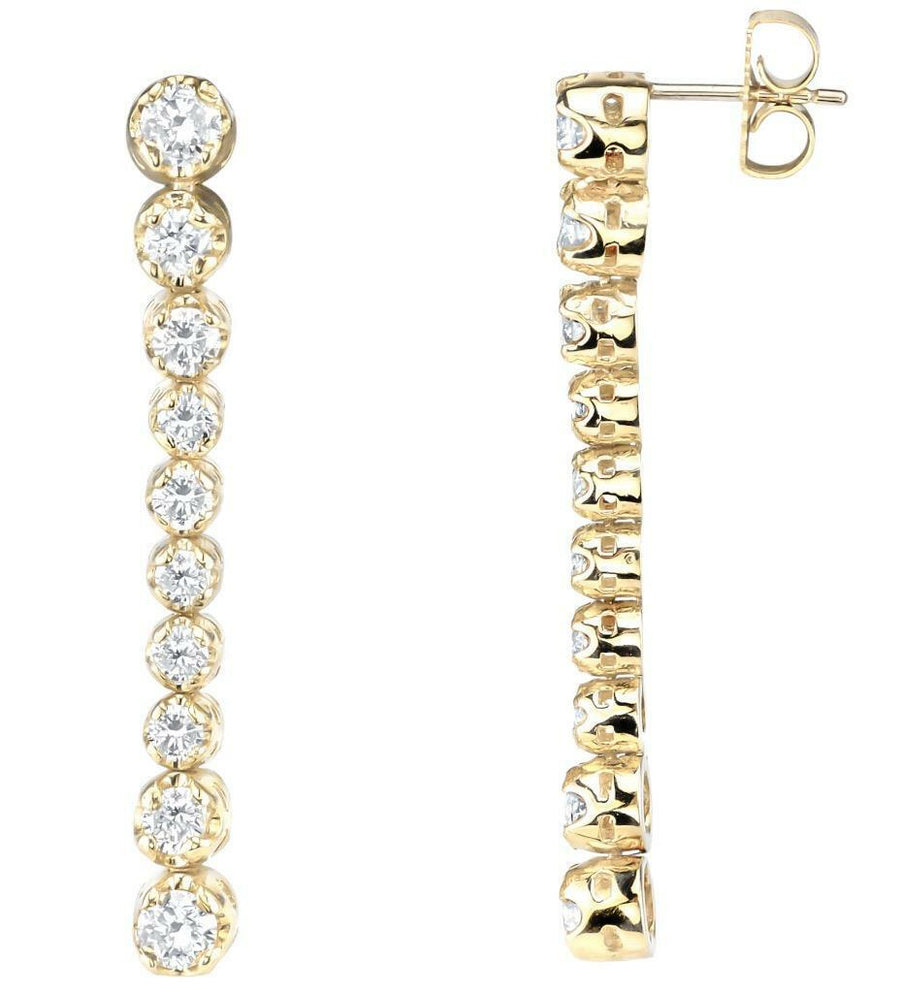 3.65ct Diamond Tennis Earrings Dangle Drop 14k Yellow Gold