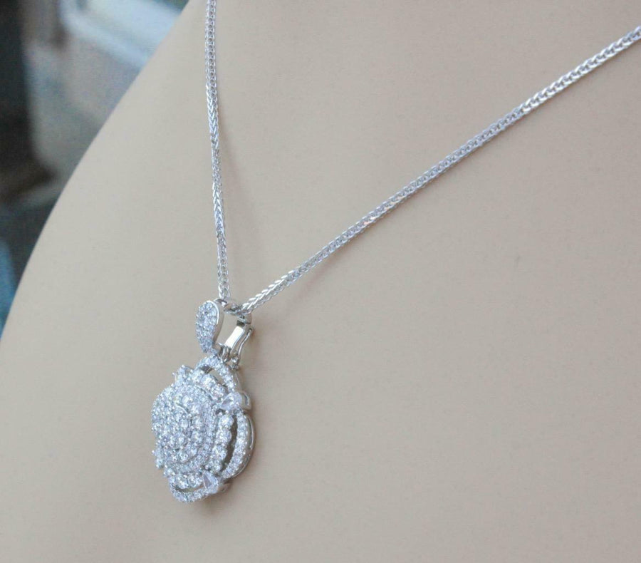 2.50ct Diamond Clip-On Pendant Necklace 18k White Gold