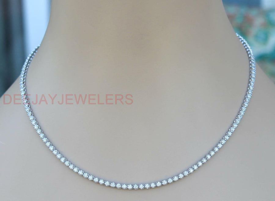 4ct Diamond Eternity Tennis Necklace 14k White Gold 18inch