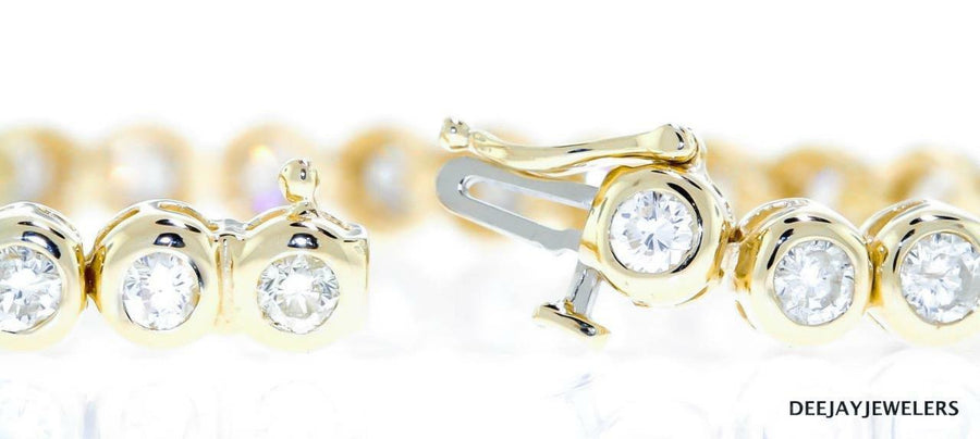 7ct Diamond Bezel Tennis Bracelet 14k Yellow Gold
